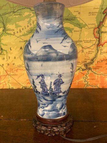 Chinese lamp blauw aardewerk