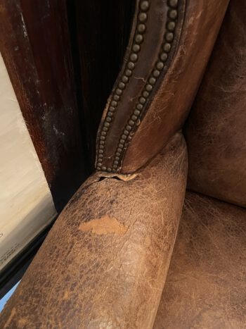 Leren fauteuil schapenleer sleetse oorstoel