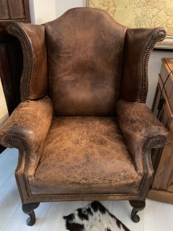 Leren fauteuil schapenleer sleetse oorstoel