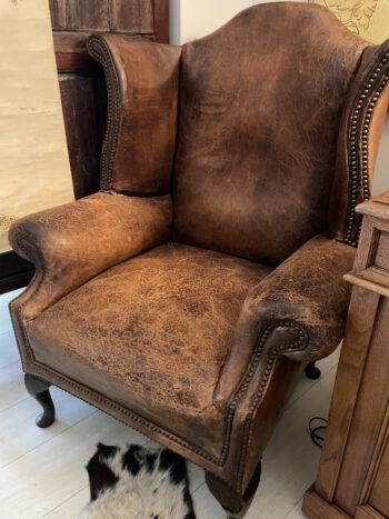 Leren fauteuil schapenleer sleetse oorstoel