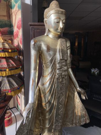 Groot houten beeld Thai buddha hout boedhabeeld