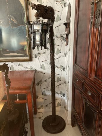 Staande chinese houten lamp china draak