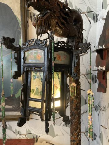 Staande chinese houten lamp china draak