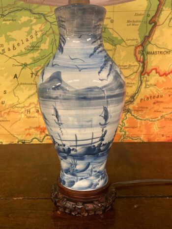 Chinese lamp blauw aardewerk