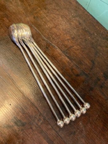 Verzilverde cocktail lepels set