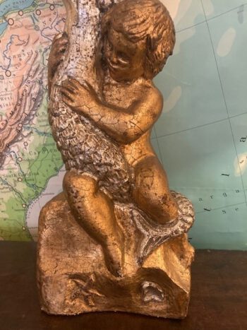 Schemerlamp barok antiek vissersjongen goudkleurig