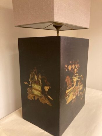 Chinese zwarte houten lamp met decoratie