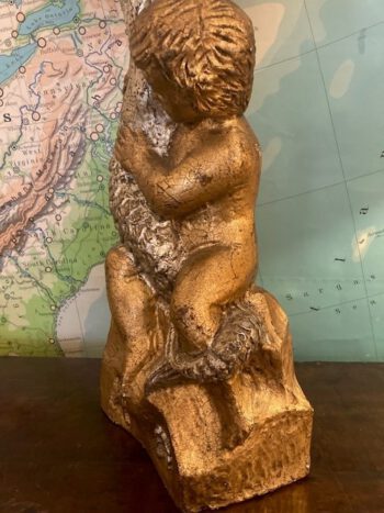 Schemerlamp barok antiek vissersjongen goudkleurig