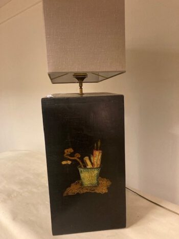 Chinese zwarte houten lamp met decoratie