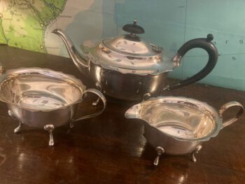 Verzilverde thee melk suiker set