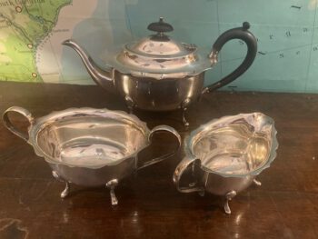 Verzilverde thee melk suiker set